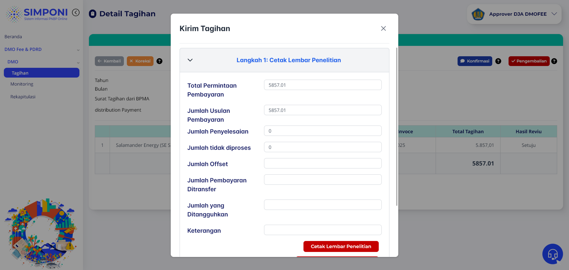 Formulir Pengembalian Tagihan