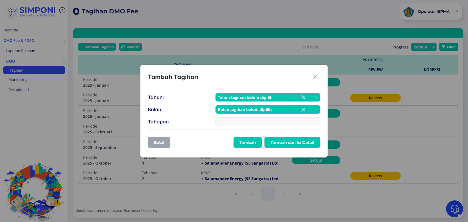 Formulir Tambah Tagihan Header