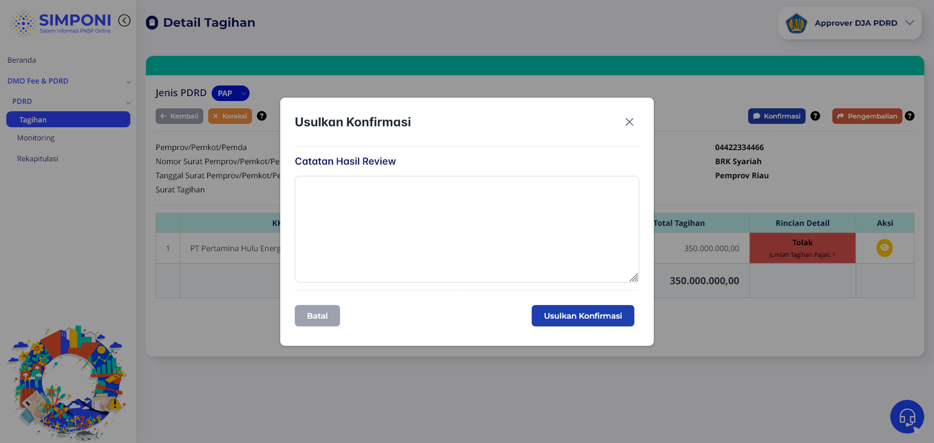 Formulir Usulkan Konfirmasi