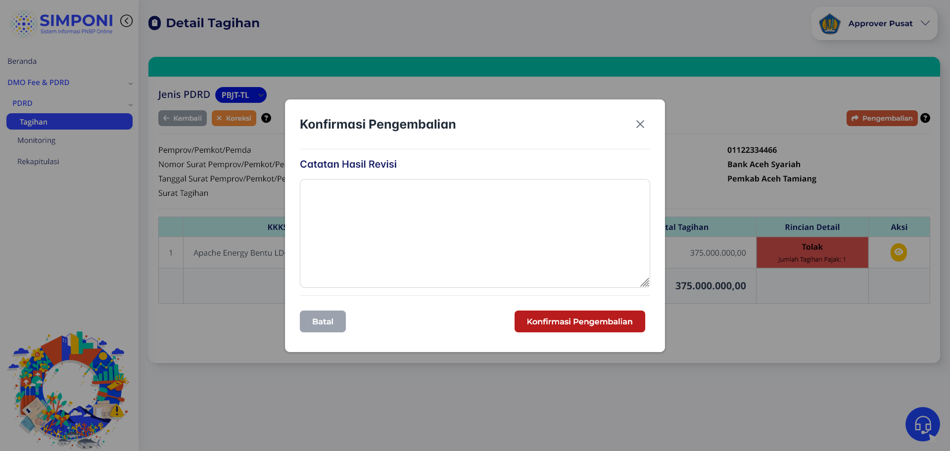 Formulir Pengembalian Tagihan