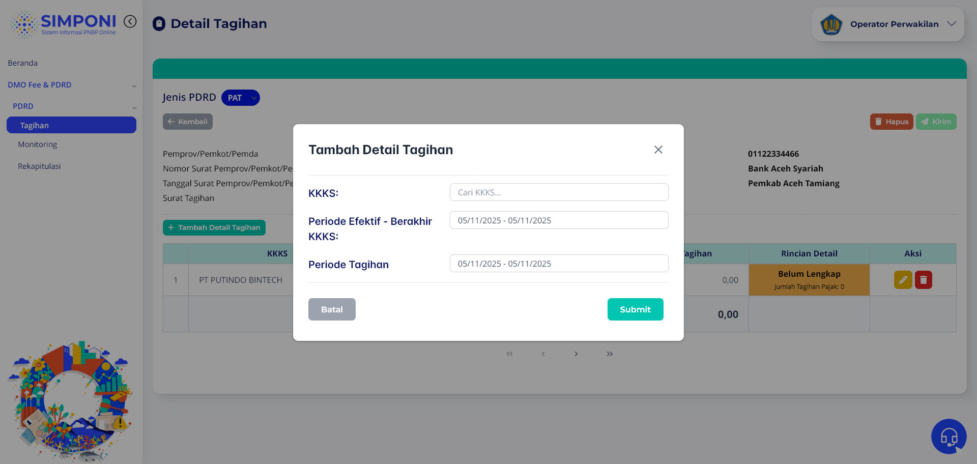 Formulir Detail Tagihan