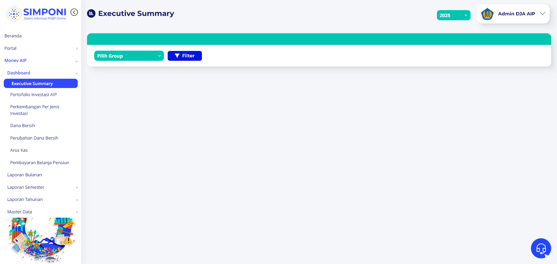 Tampilan Awal Filter Executive Summary
