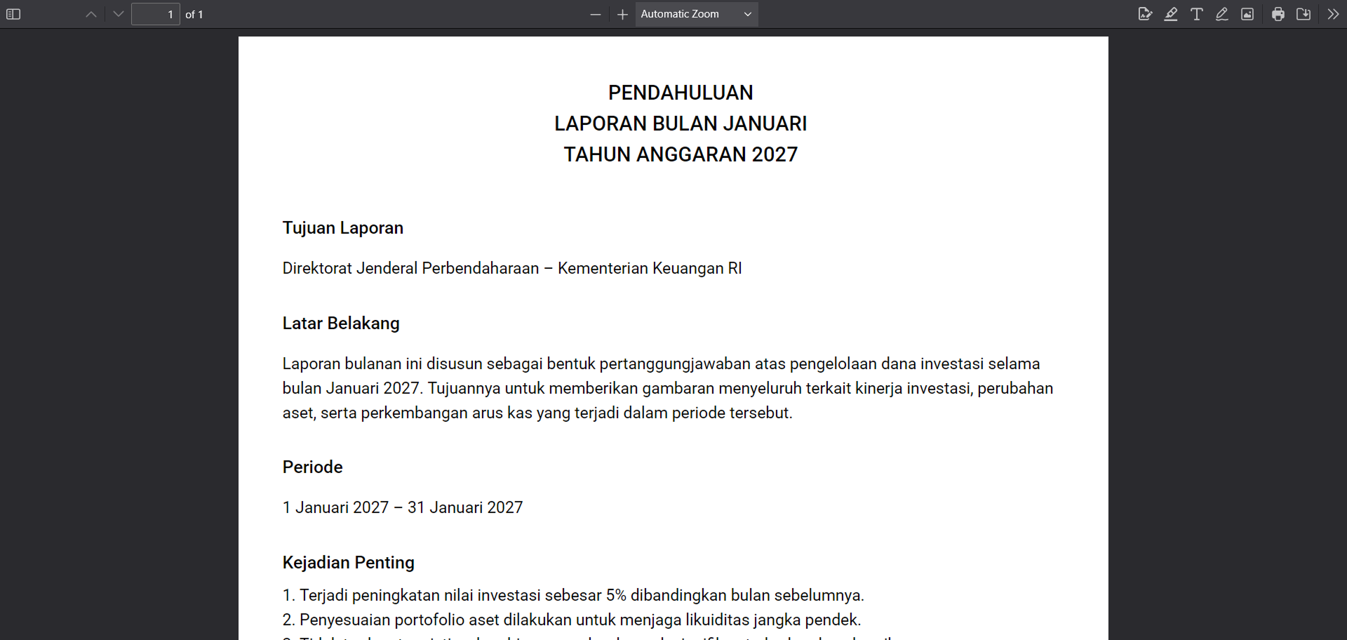 Contoh Hasil Cetak PDF Laporan Bulanan