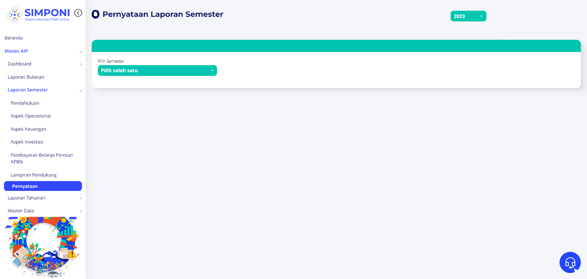 Tampilan Awal Pernyataan Semester
