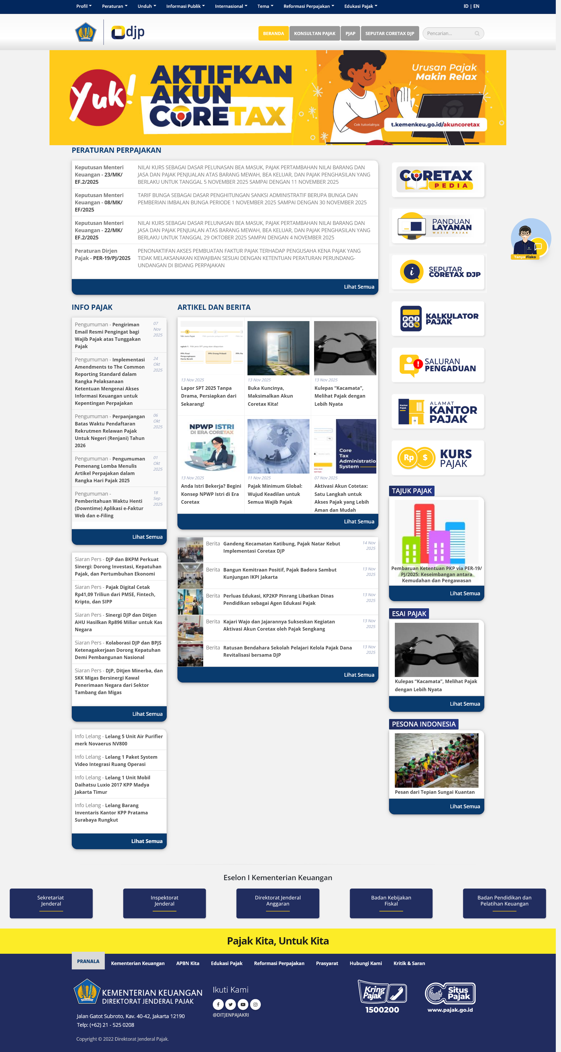 Tampilan Website Ditjen Pajak Kemenkeu