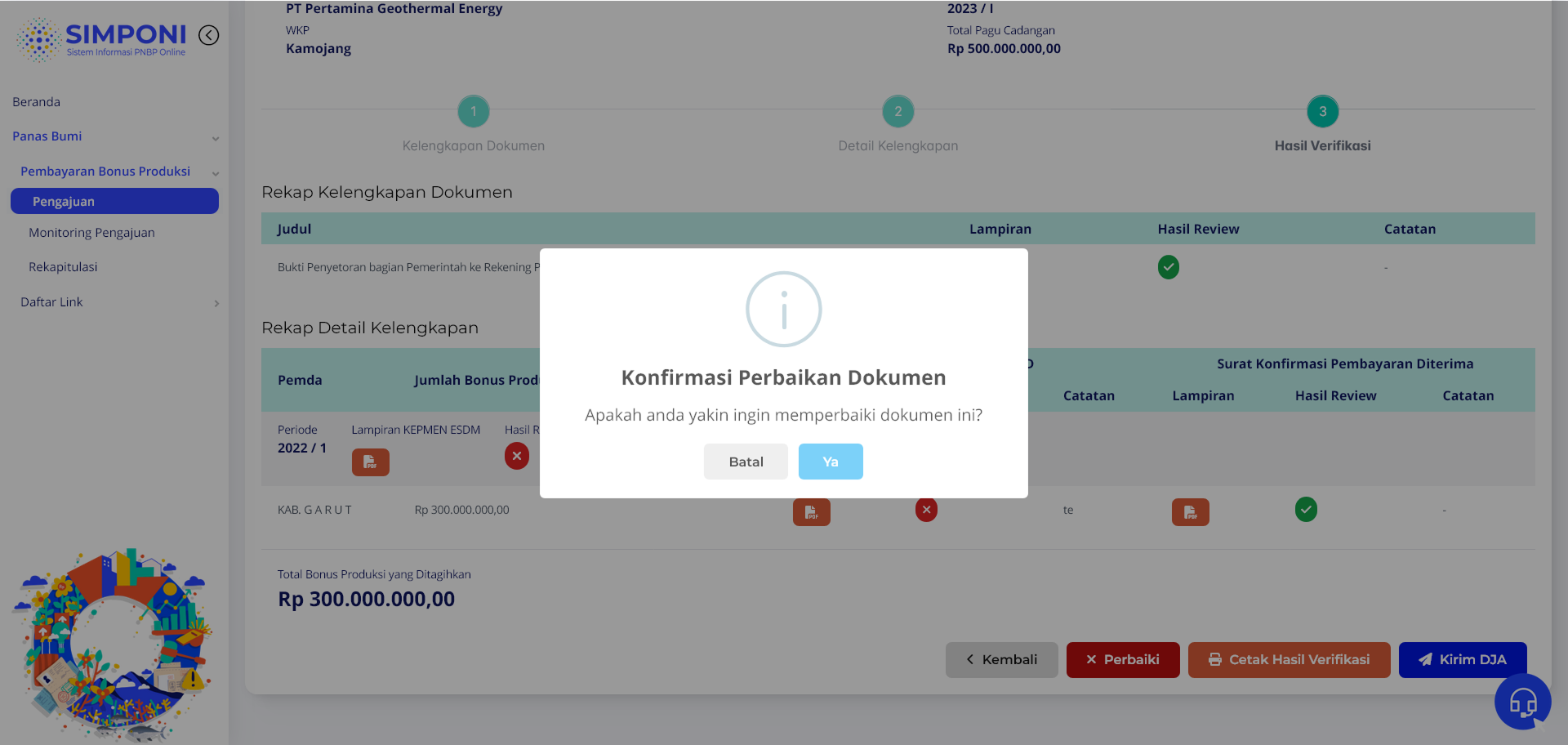 Konfirmasi Reject Data