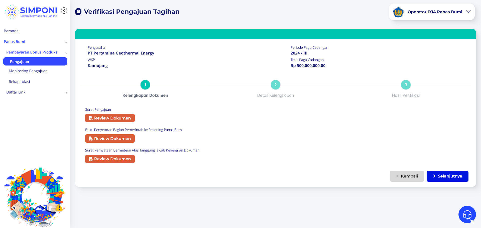 Halaman Kelengkapan Dokumen (Detail)
