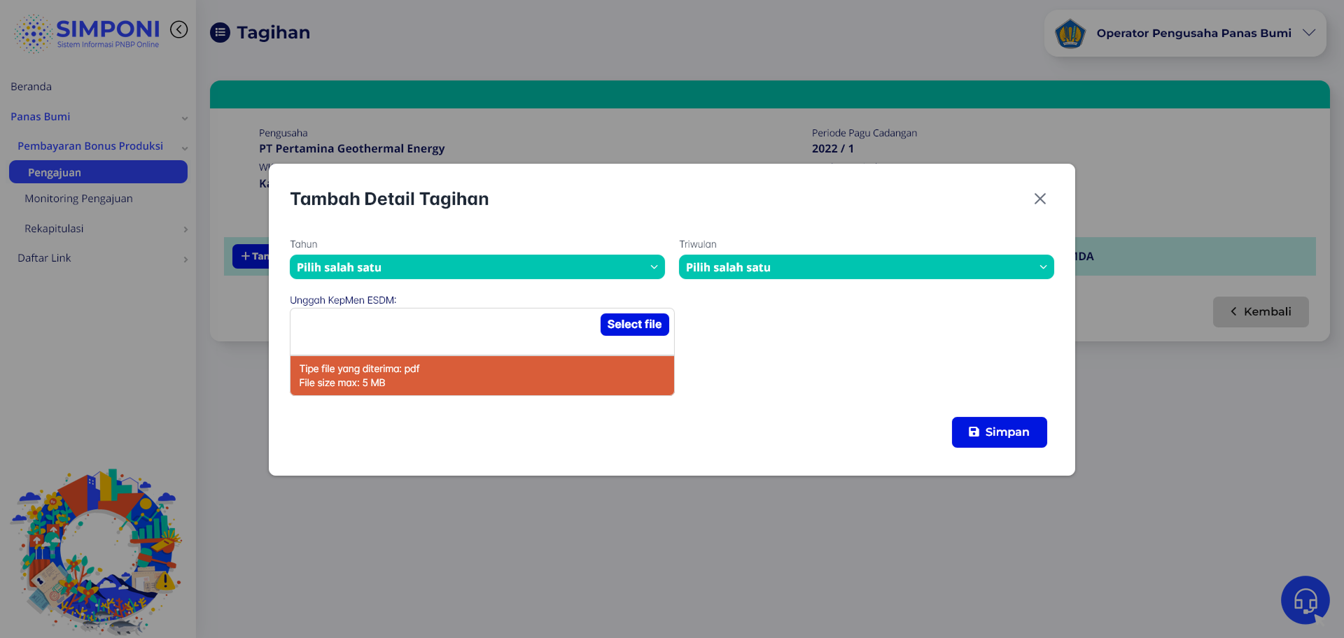 Formulir Tambah Detail KEPMEN ESDM