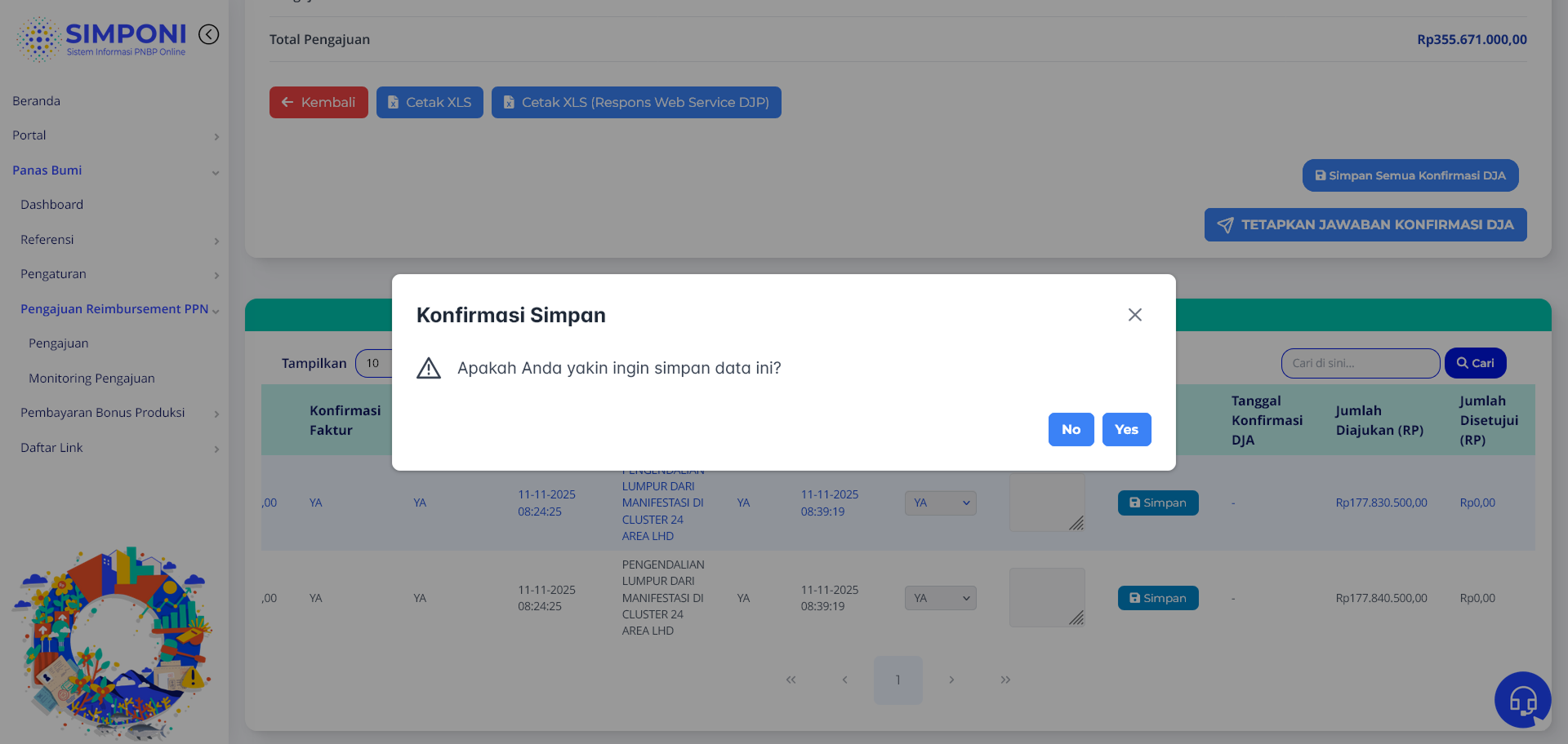 Konfirmasi Kembalikan ke Verifikator 1