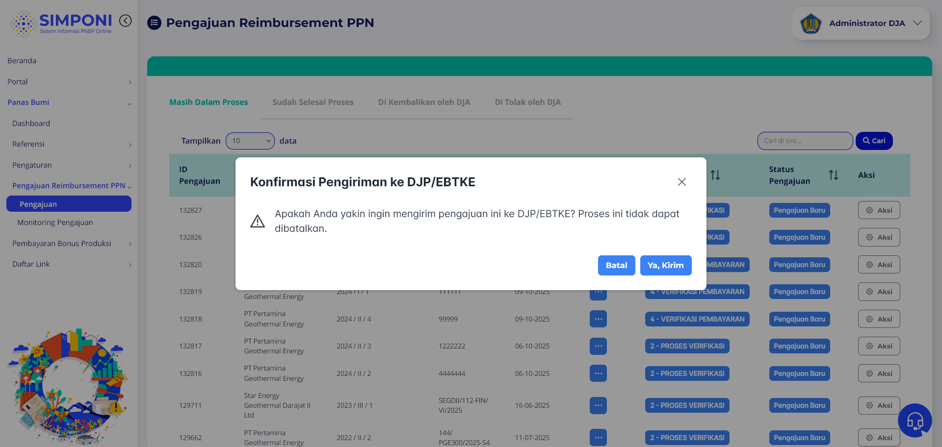 Konfirmasi Kembalikan Pengajuan