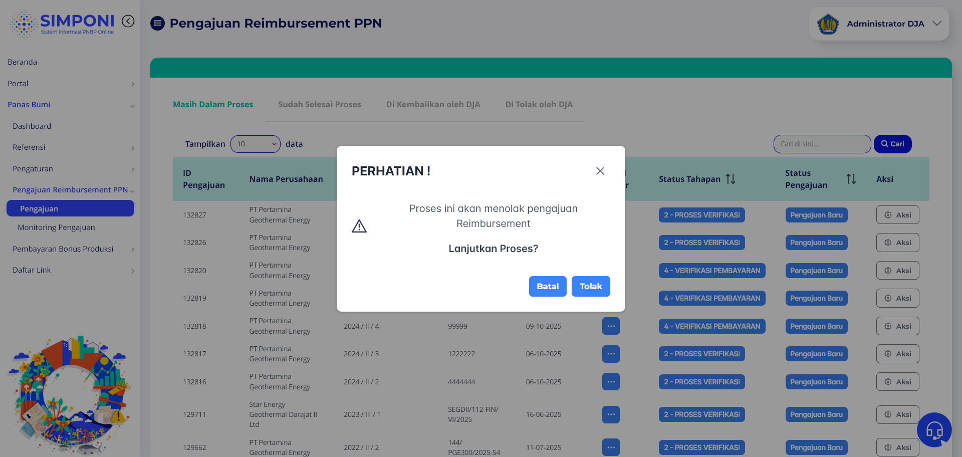 Konfirmasi Tolak Pengajuan