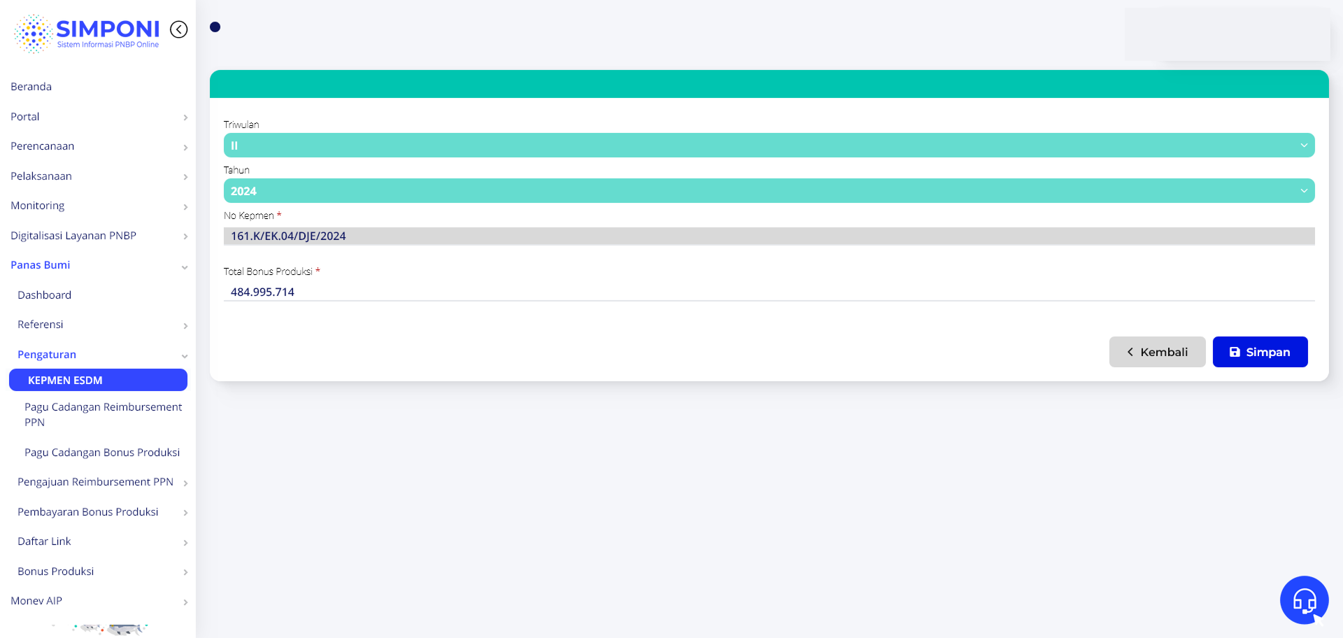 Formulir Ubah Data KEPMEN ESDM