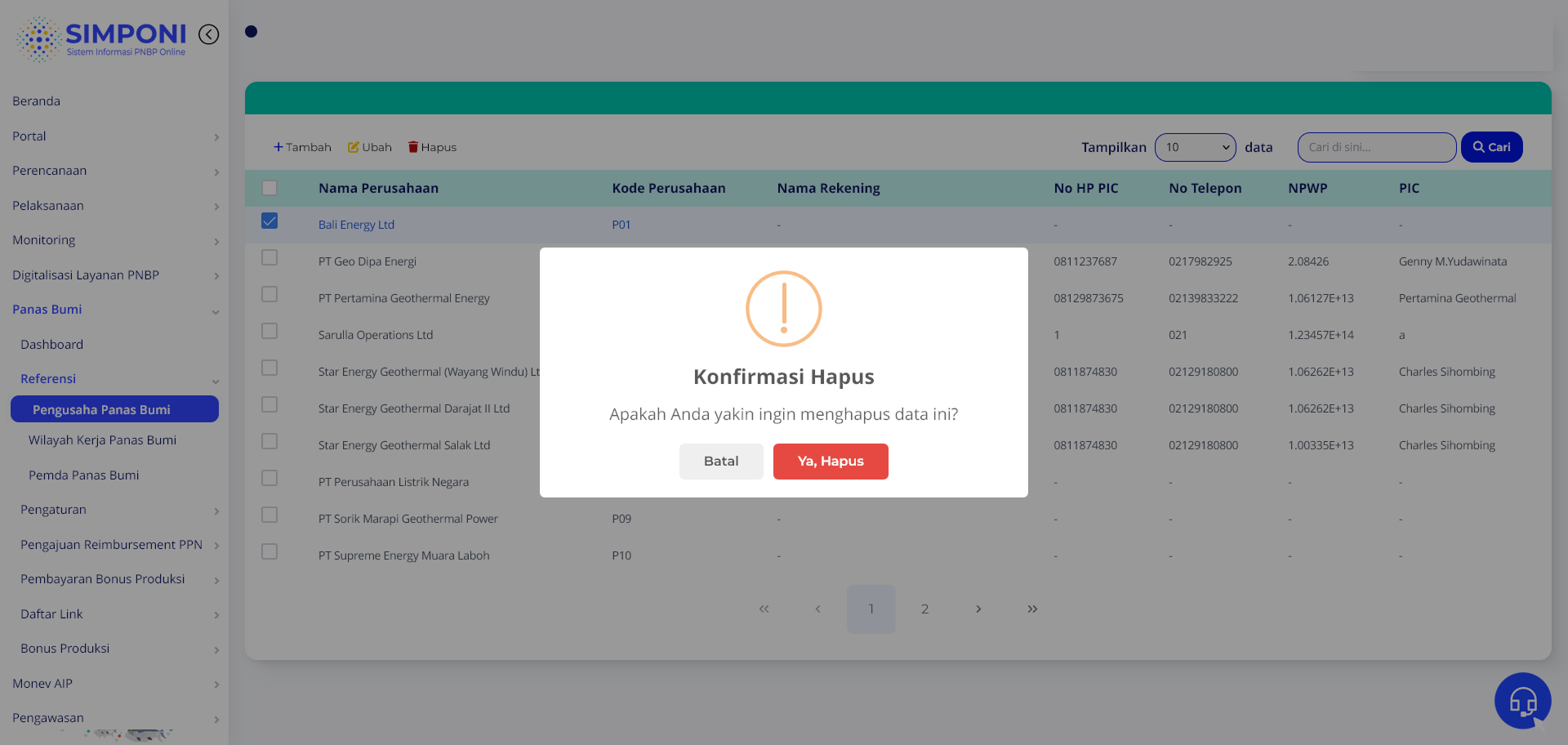 Konfirmasi Hapus Data