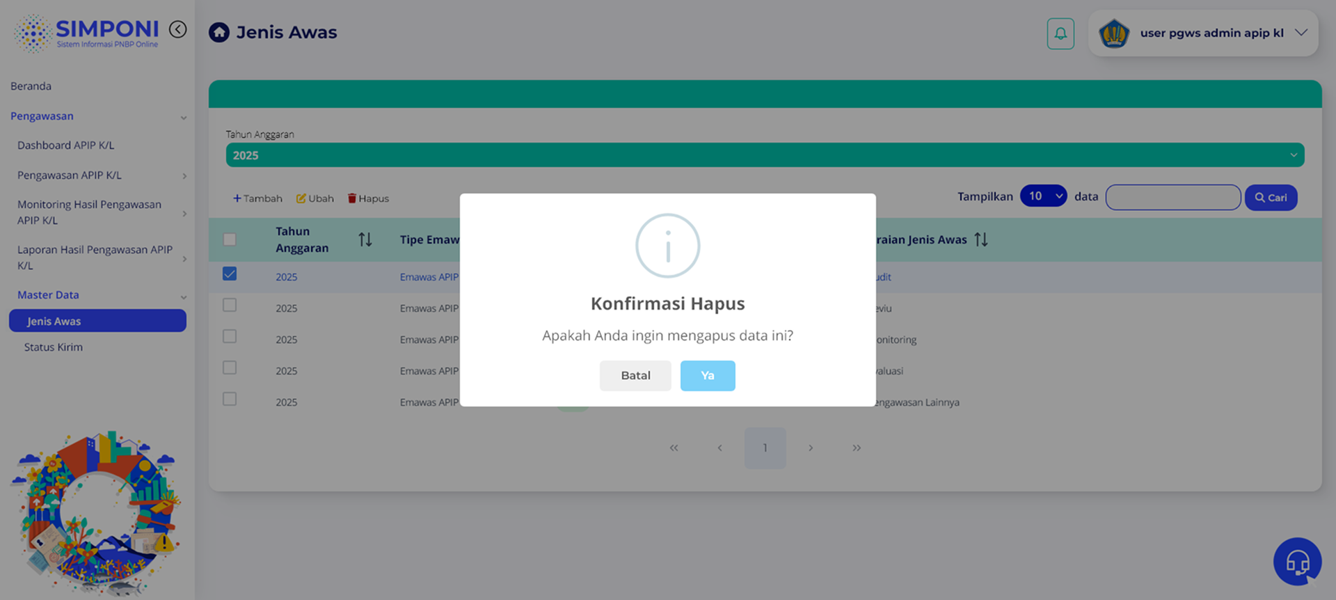 Konfirmasi Hapus Jenis Awas