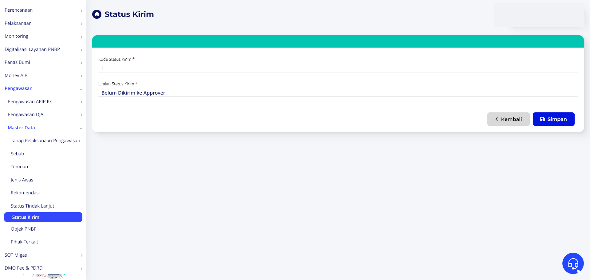 Formulir Ubah Status Kirim