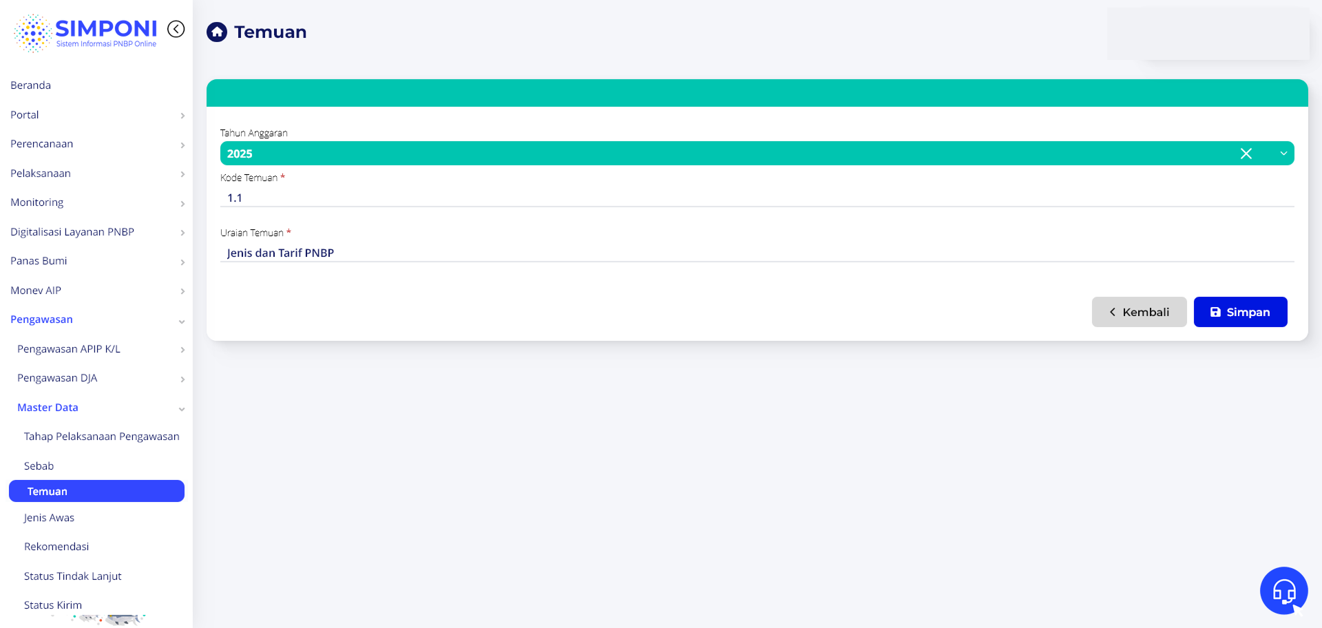 Formulir Ubah Temuan